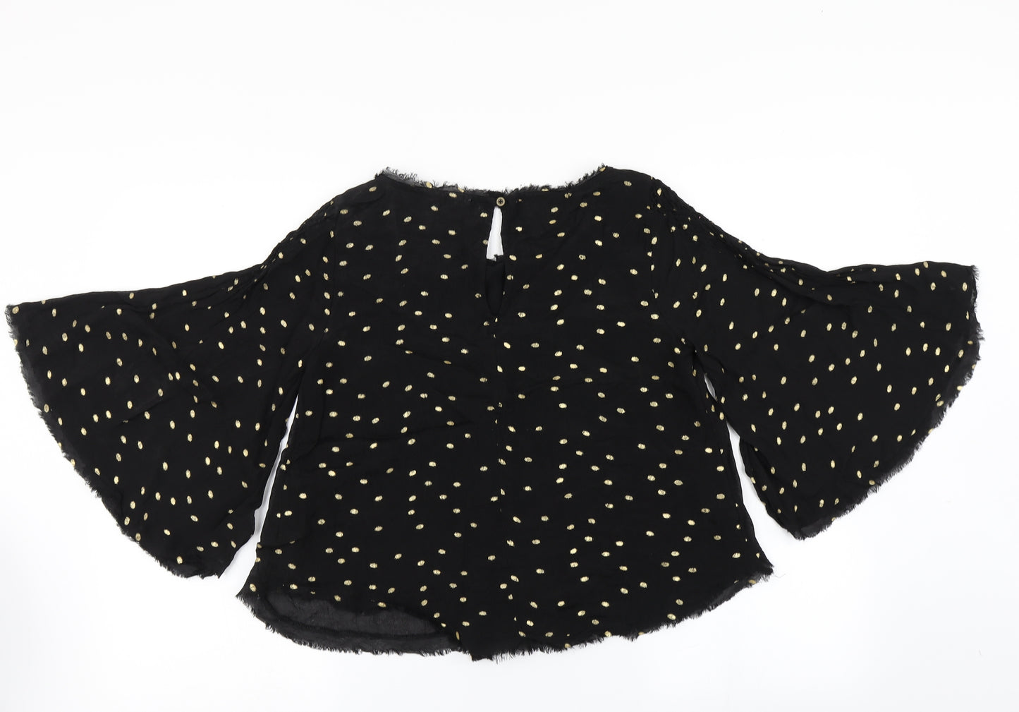 Floreat Womens Black Polka Dot  Basic Blouse Size M  - Flare sleeve