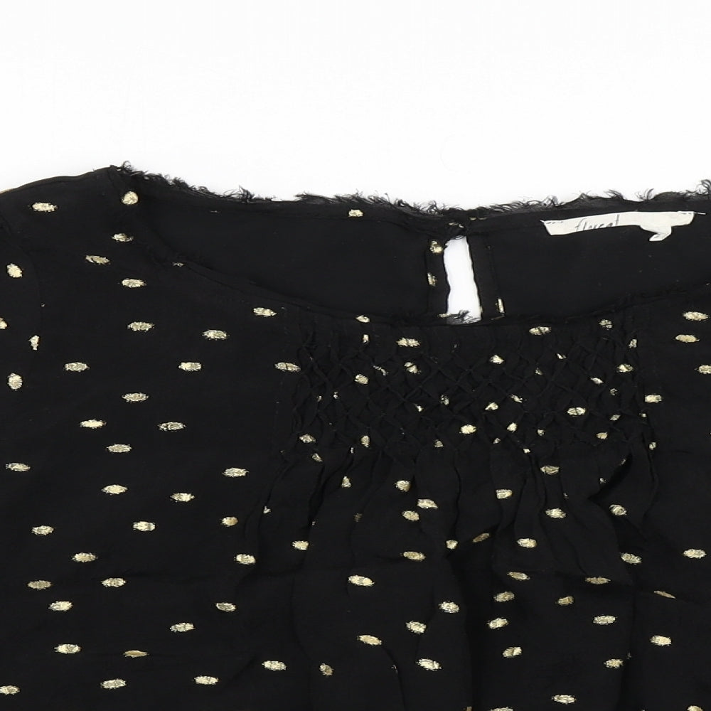 Floreat Womens Black Polka Dot  Basic Blouse Size M  - Flare sleeve
