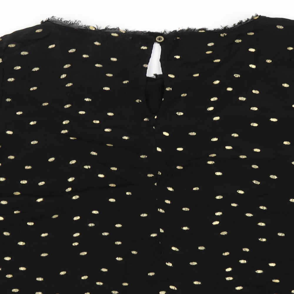 Floreat Womens Black Polka Dot  Basic Blouse Size M  - Flare sleeve