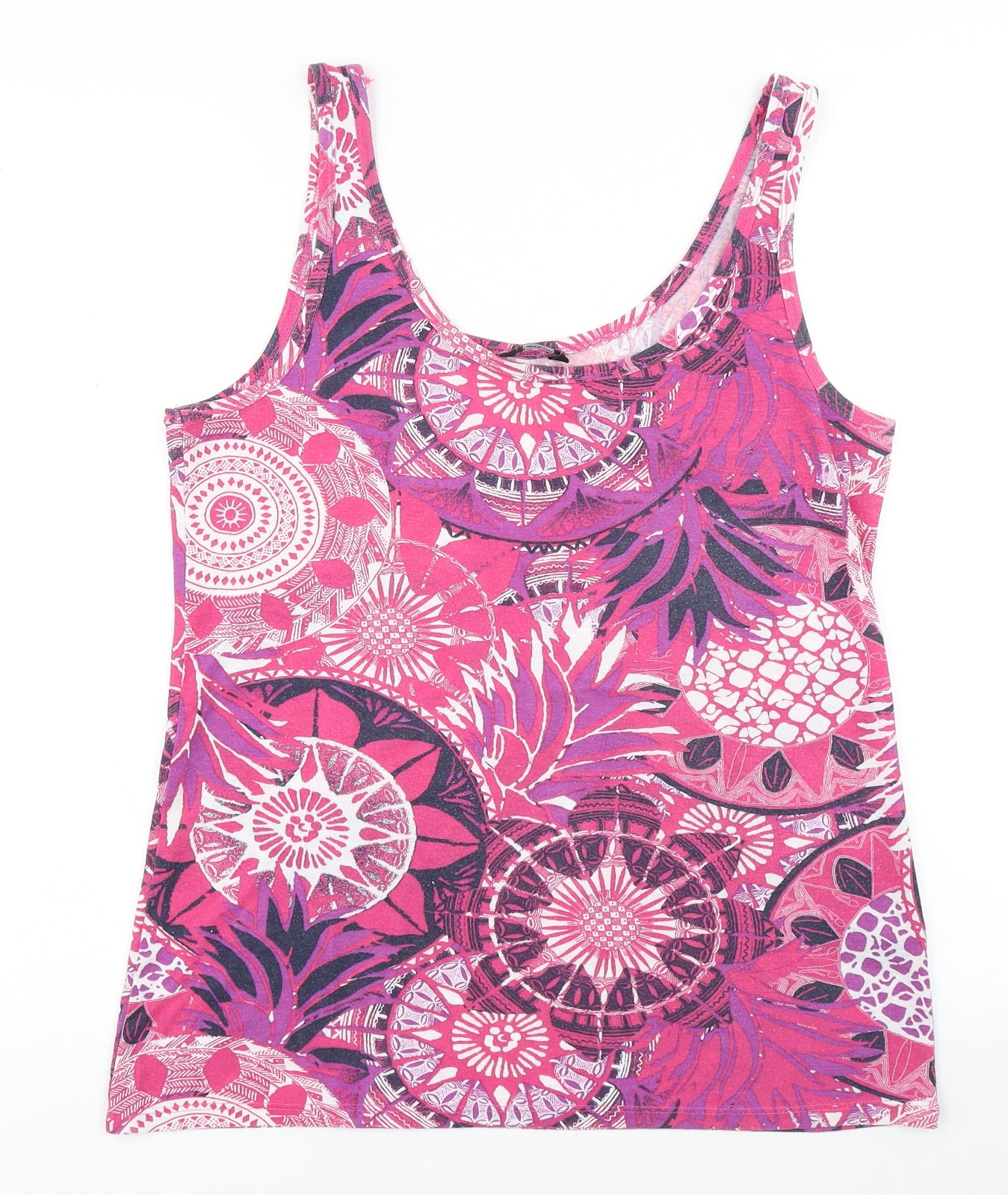 George Womens Pink Floral  Basic Tank Size 14