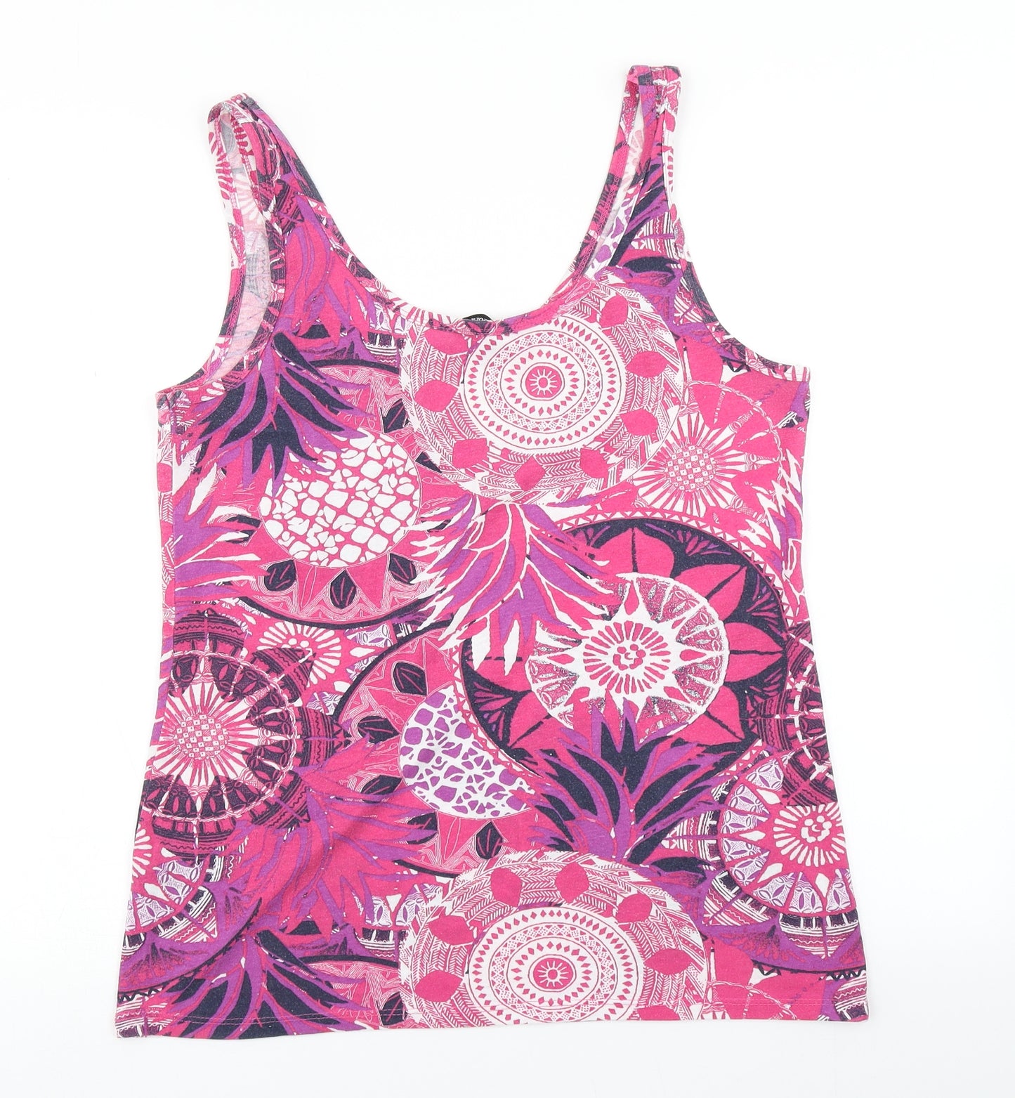 George Womens Pink Floral  Basic Tank Size 14