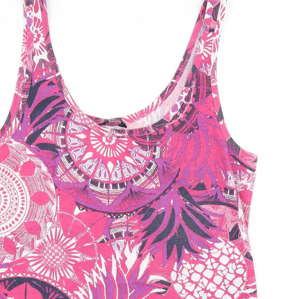 George Womens Pink Floral  Basic Tank Size 14