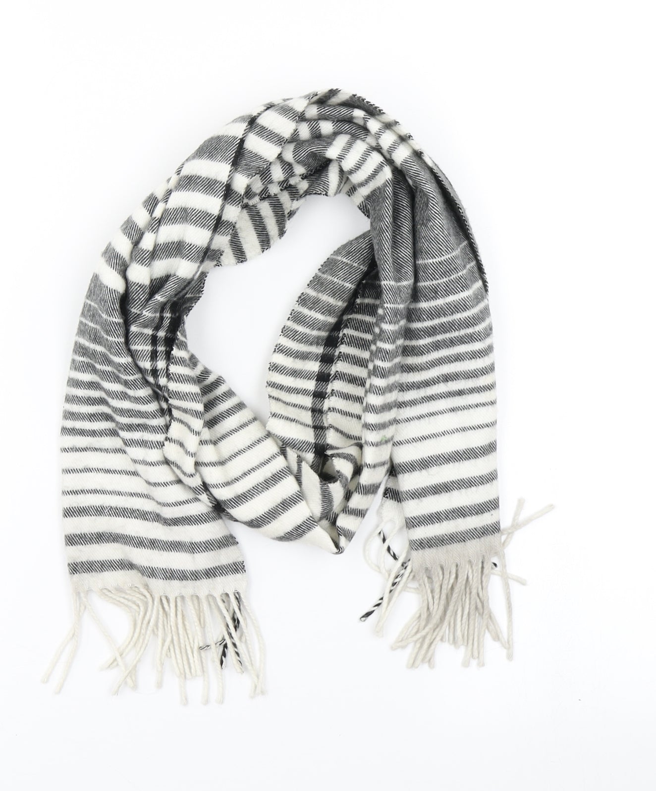 River Island Unisex Black Striped Knit Scarf  One Size
