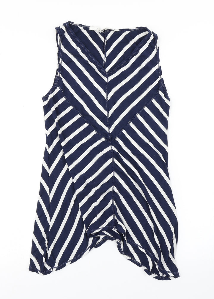 Max Studio Womens Blue Striped Basic Tank Size S