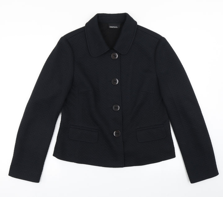 Bianca Womens Blue Herringbone  Jacket  Size 12