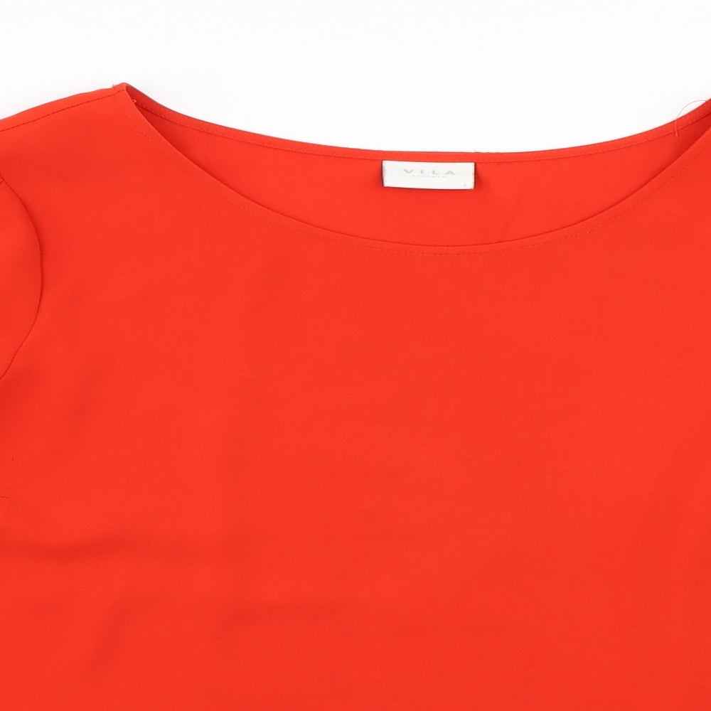 VILA Womens Red   Basic Blouse Size L  - Bell sleeve