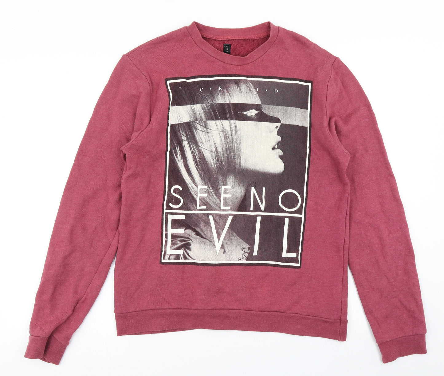 Crafted Mens Red   Pullover Sweatshirt Size S