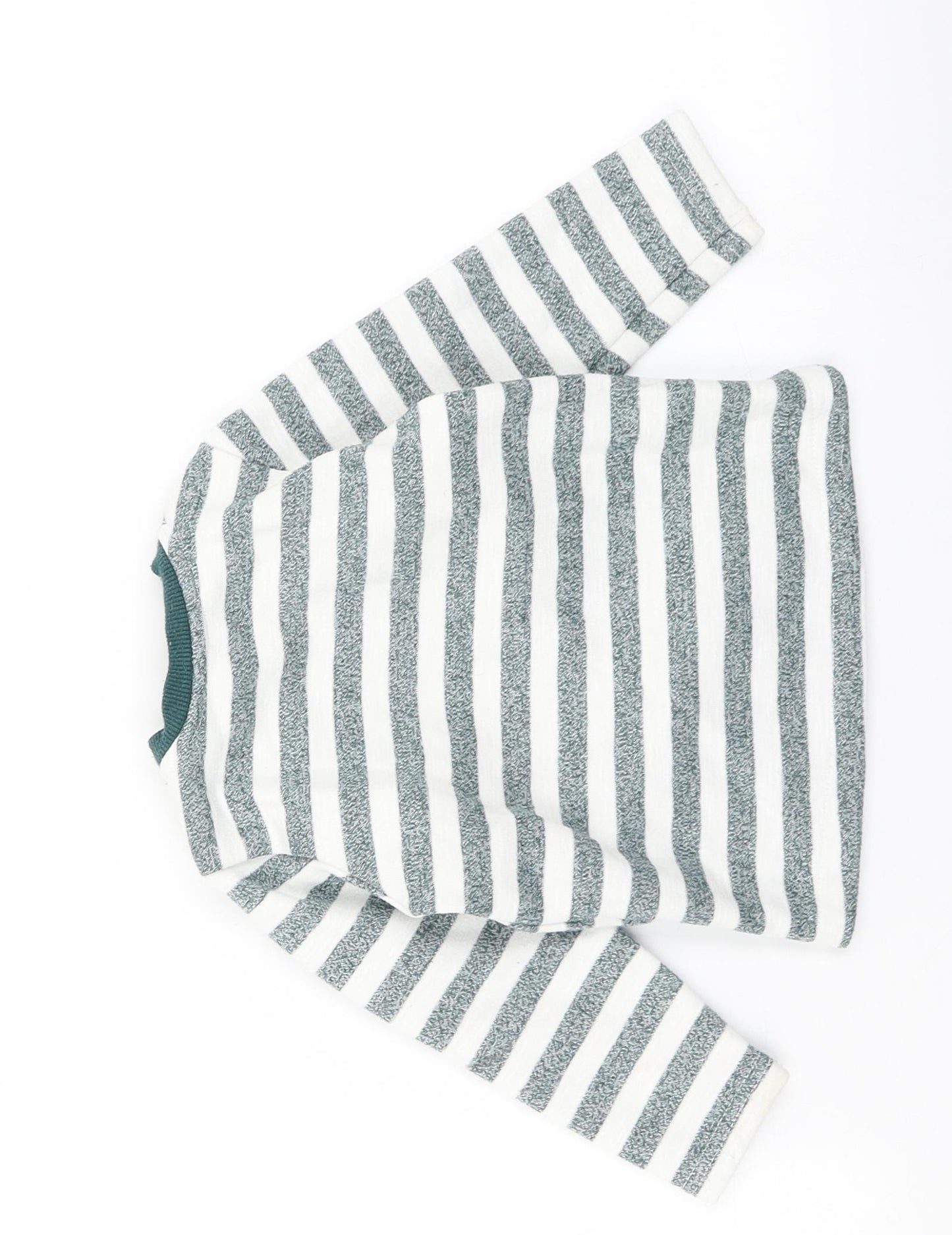 F&F Boys Green Striped  Pullover T-Shirt Size 12-18 Months