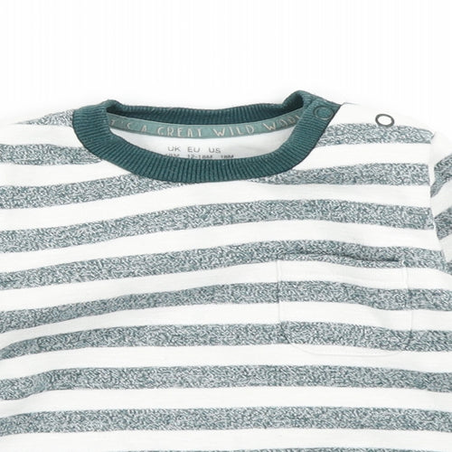 F&F Boys Green Striped  Pullover T-Shirt Size 12-18 Months