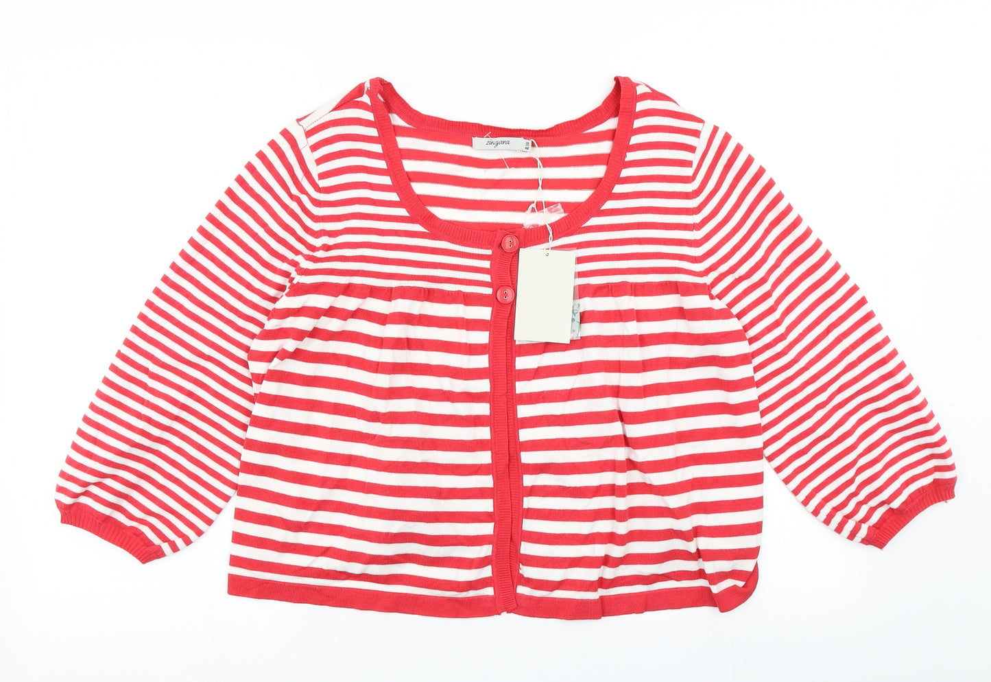 zingara Womens Red Striped Knit Cardigan Jumper Size 18