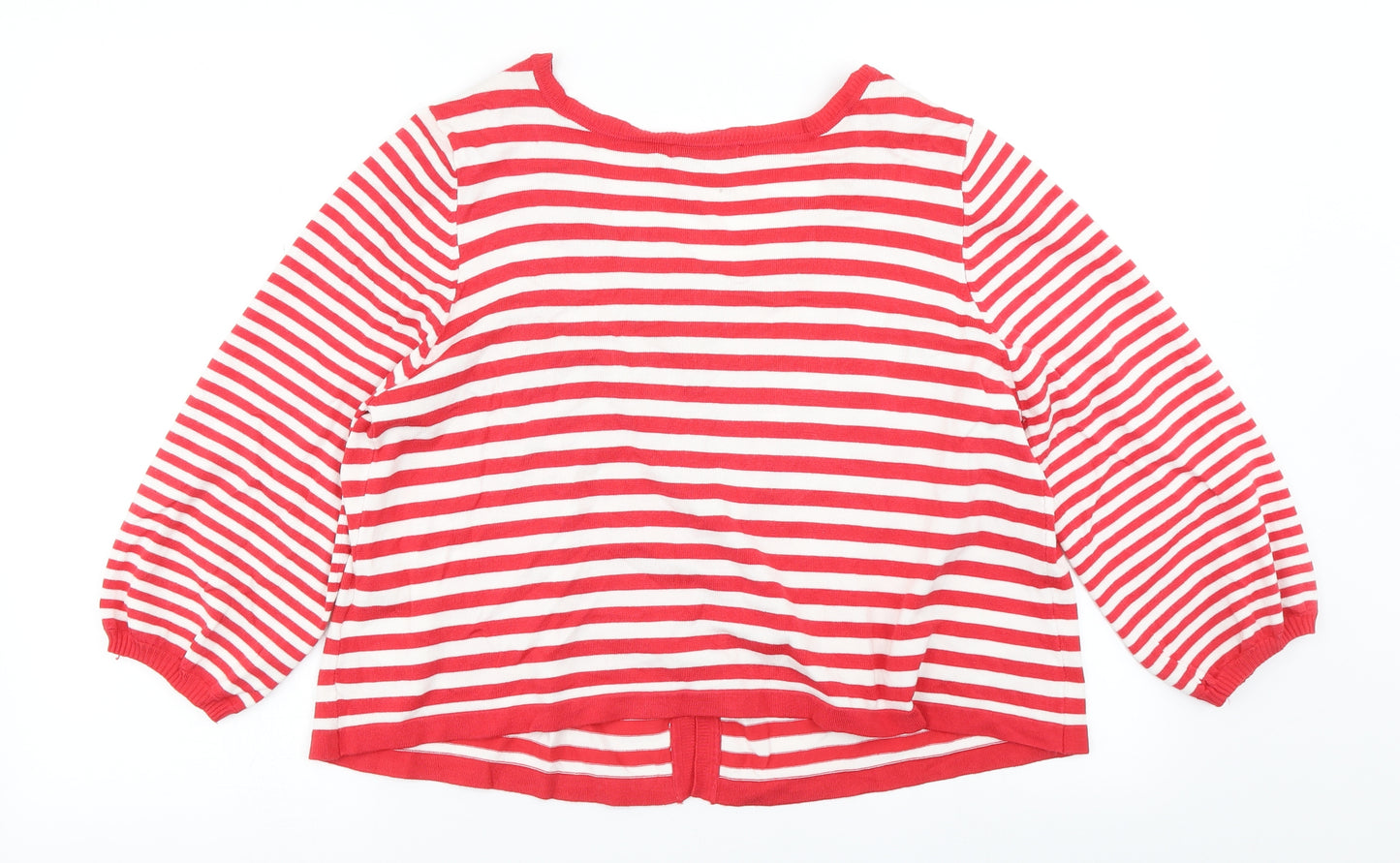 zingara Womens Red Striped Knit Cardigan Jumper Size 18