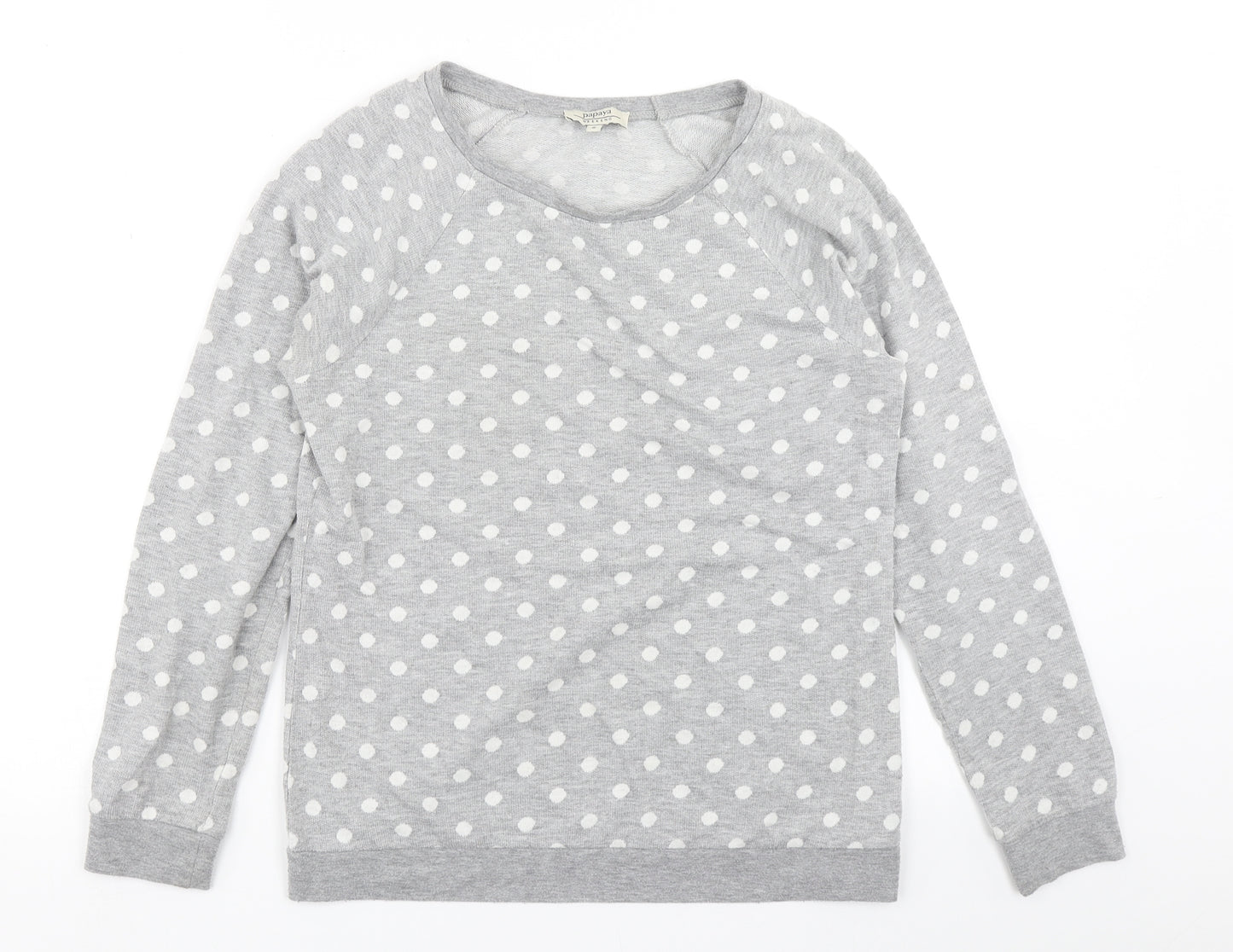 Papaya Womens Grey Polka Dot  Pullover Sweatshirt Size 8