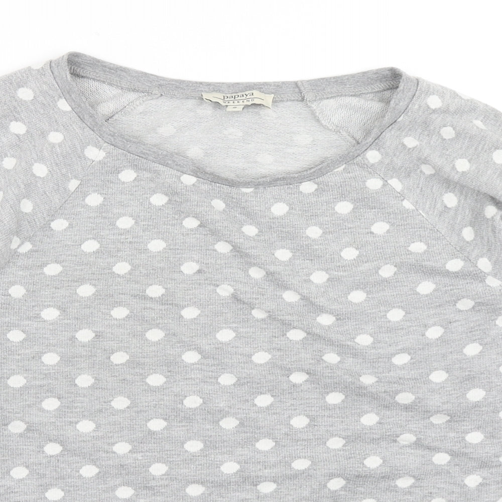 Papaya Womens Grey Polka Dot  Pullover Sweatshirt Size 8
