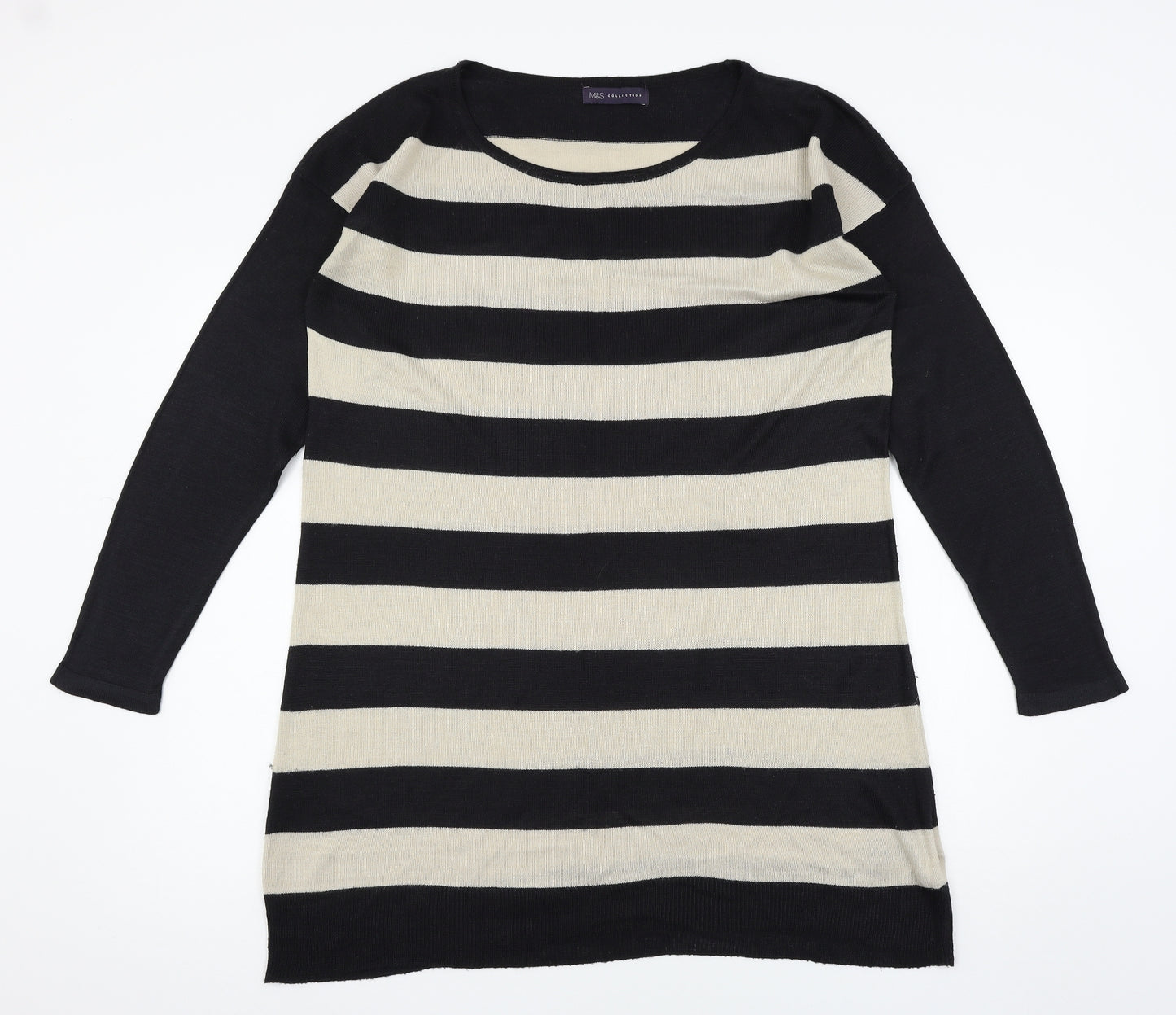 Marks and Spencer Womens Blue Striped Knit Pullover Jumper Size 16