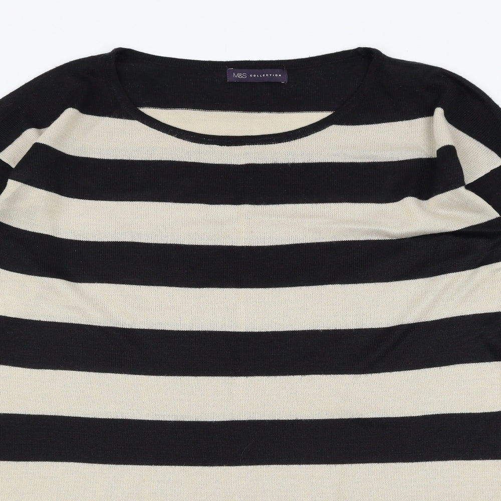 Marks and Spencer Womens Blue Striped Knit Pullover Jumper Size 16