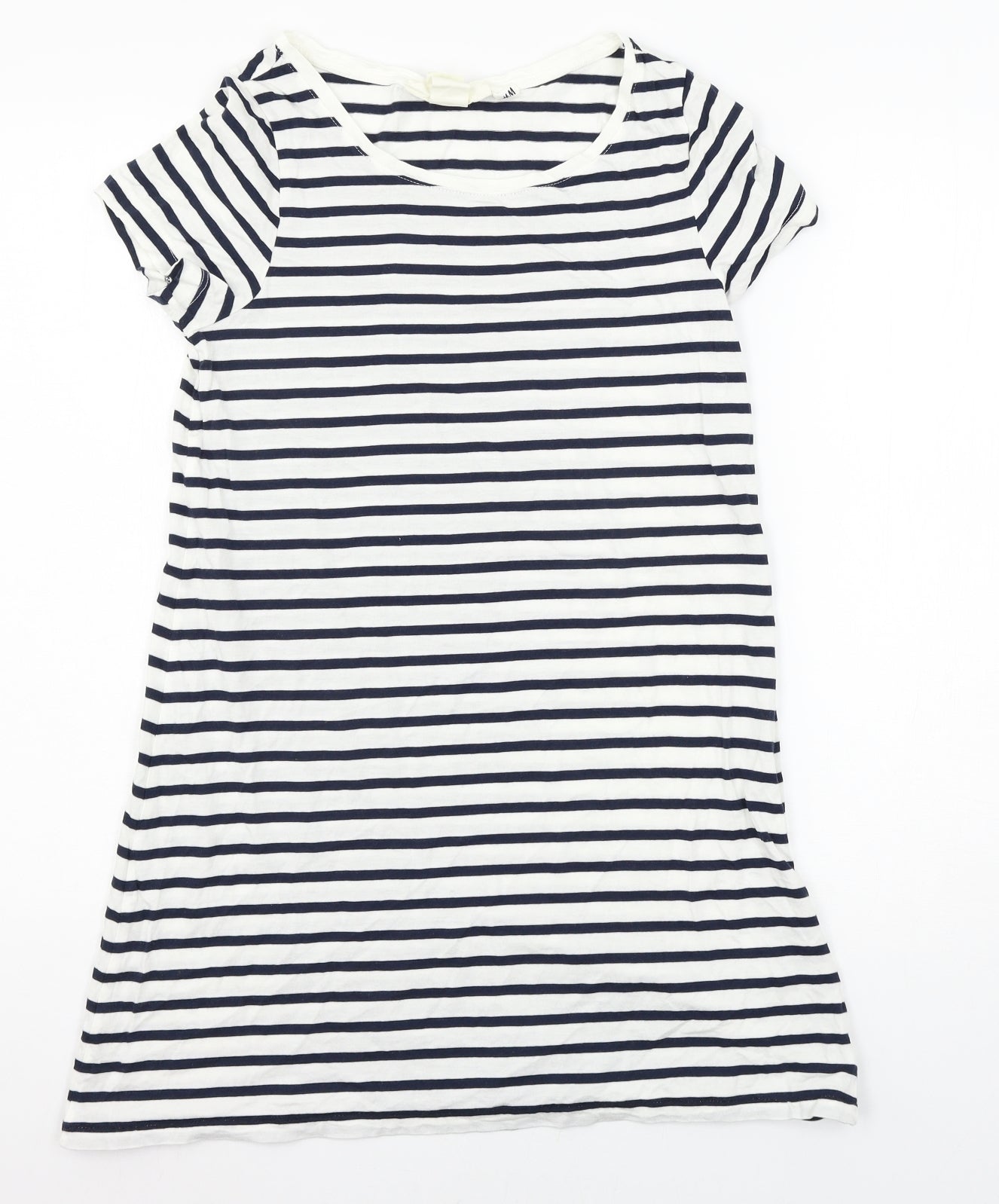 H&M Womens White Striped Jersey T-Shirt Dress  Size S
