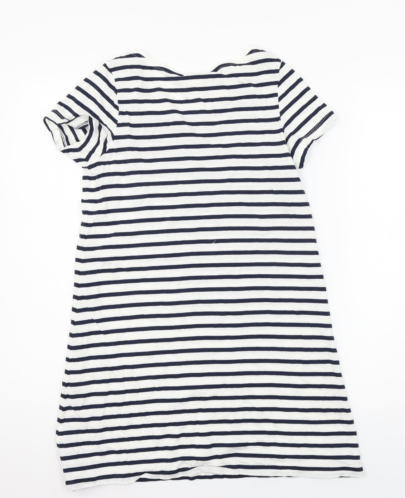 H&M Womens White Striped Jersey T-Shirt Dress  Size S