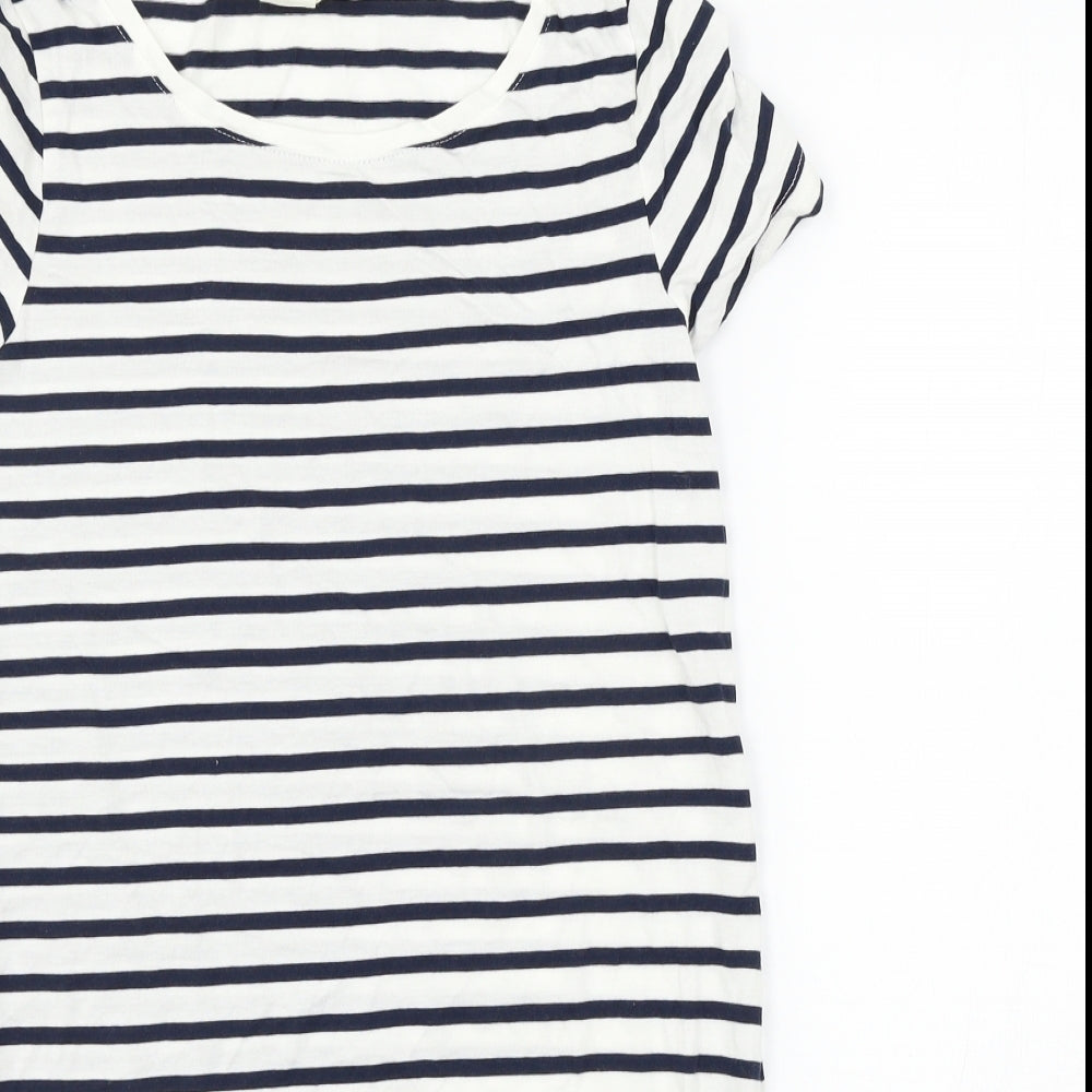 H&M Womens White Striped Jersey T-Shirt Dress  Size S