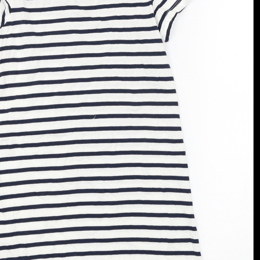 H&M Womens White Striped Jersey T-Shirt Dress  Size S