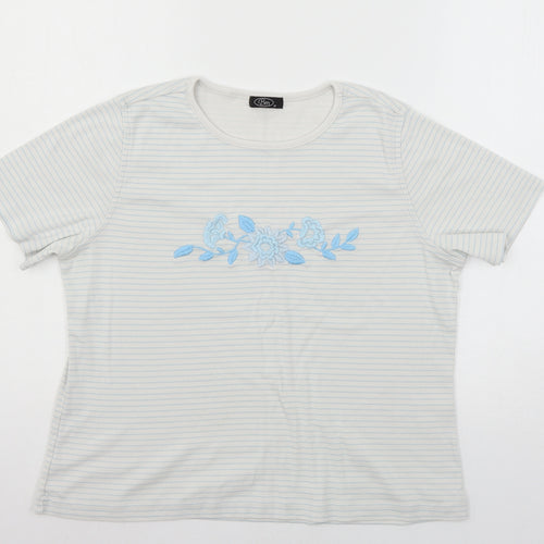 Bonmarché Womens White Striped Jersey Basic T-Shirt Size M