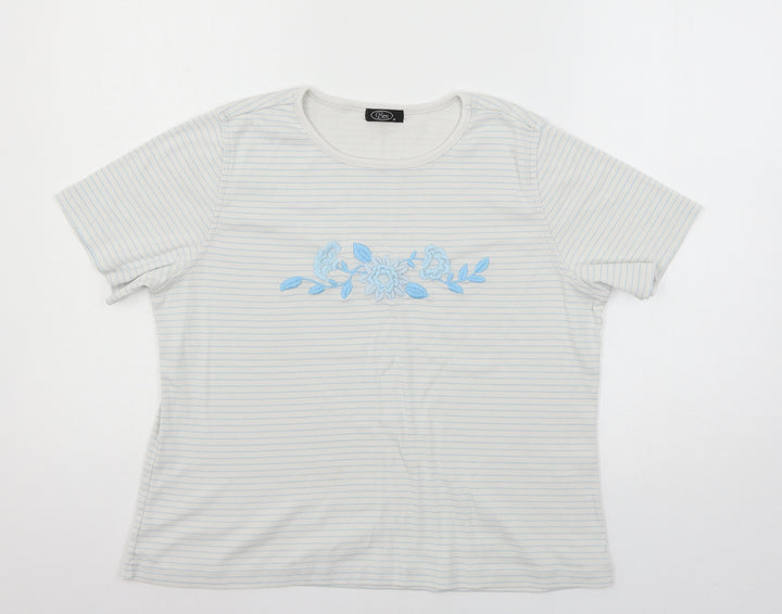 Bonmarché Womens White Striped Jersey Basic T-Shirt Size M