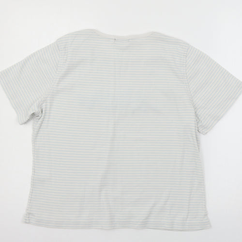 Bonmarché Womens White Striped Jersey Basic T-Shirt Size M