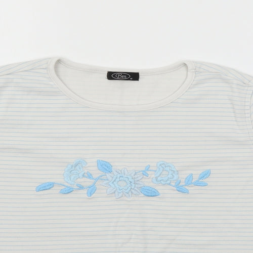 Bonmarché Womens White Striped Jersey Basic T-Shirt Size M