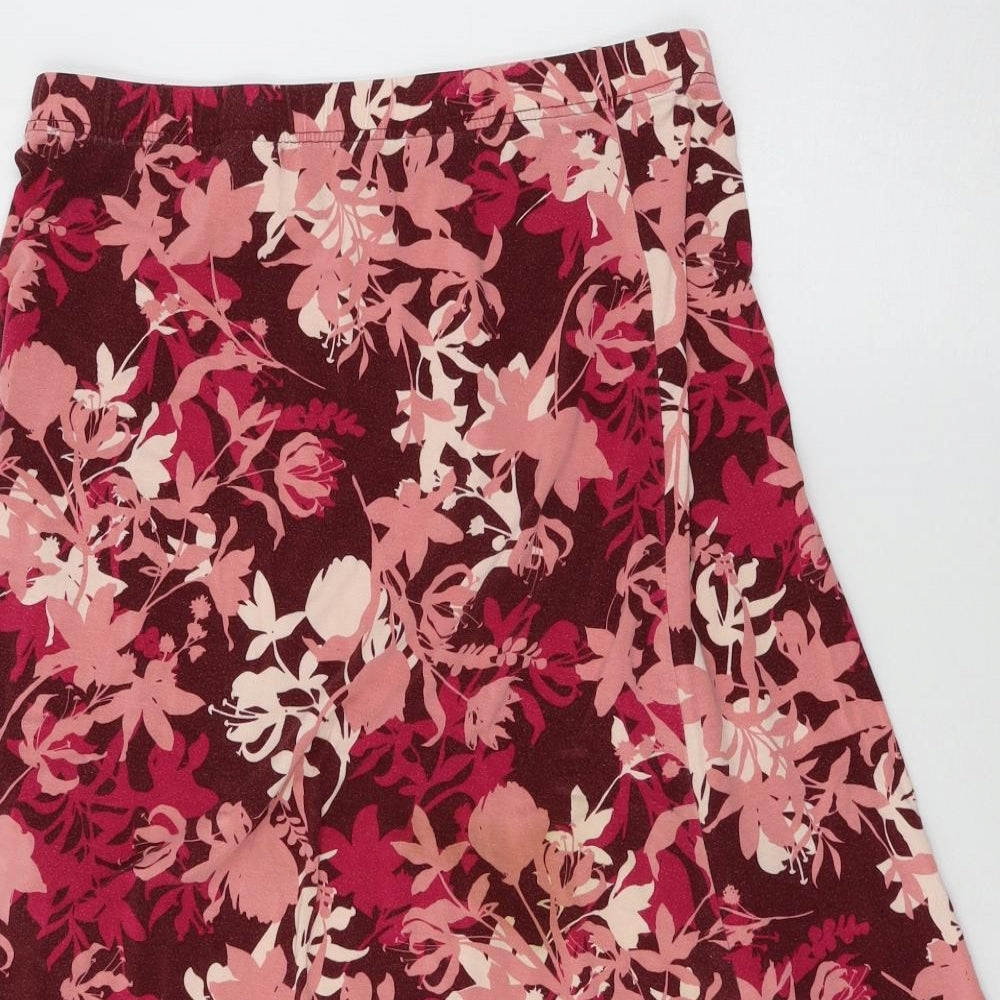 Damart Womens Pink Geometric Jersey Flare Skirt Size 30 in