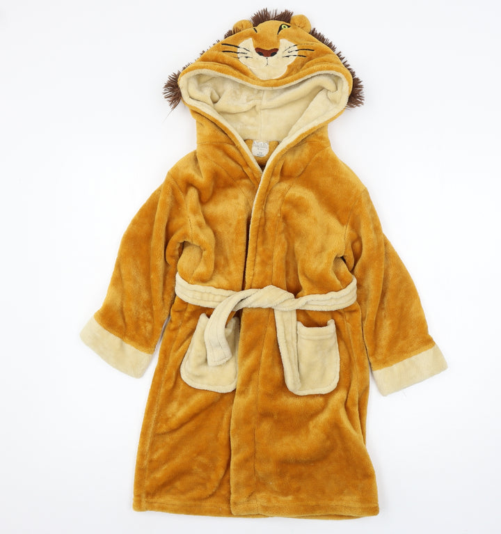 Mini Kidz Boys Yellow Solid Microfibre  Robe Size 5-6 Years  - Lion