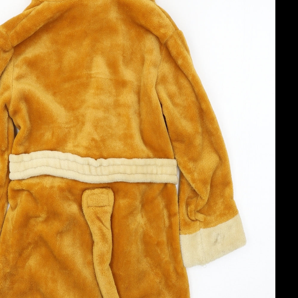 Mini Kidz Boys Yellow Solid Microfibre  Robe Size 5-6 Years  - Lion