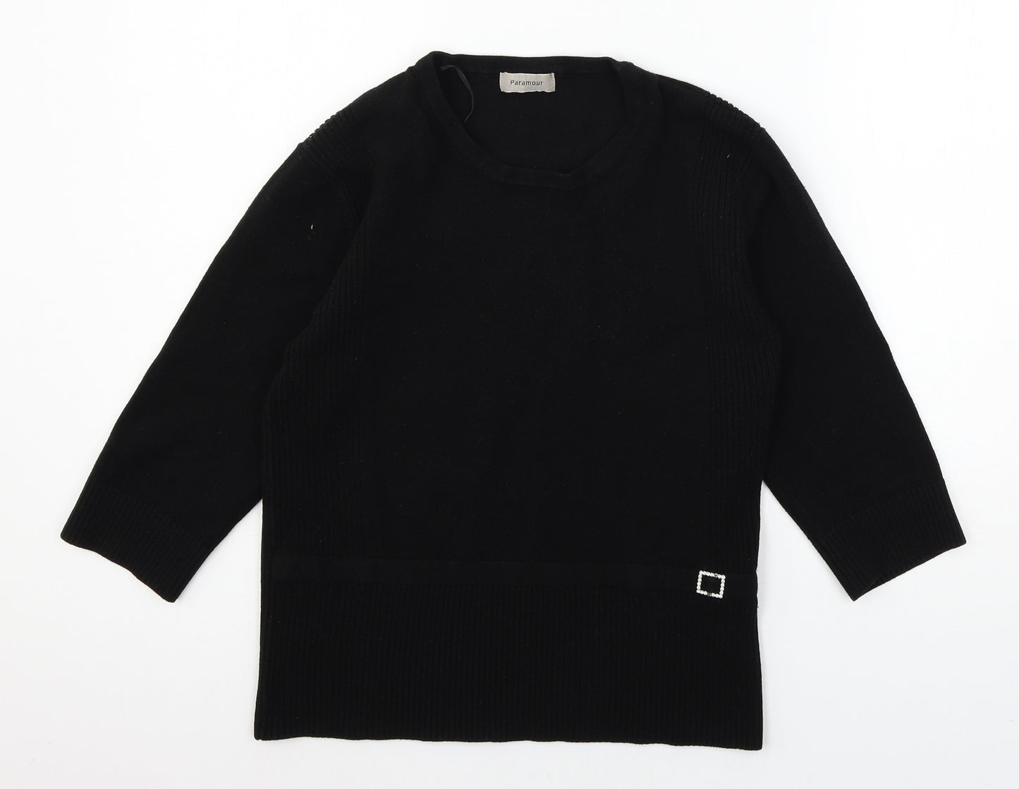 Paramour Womens Black  Knit Pullover Jumper Size XL