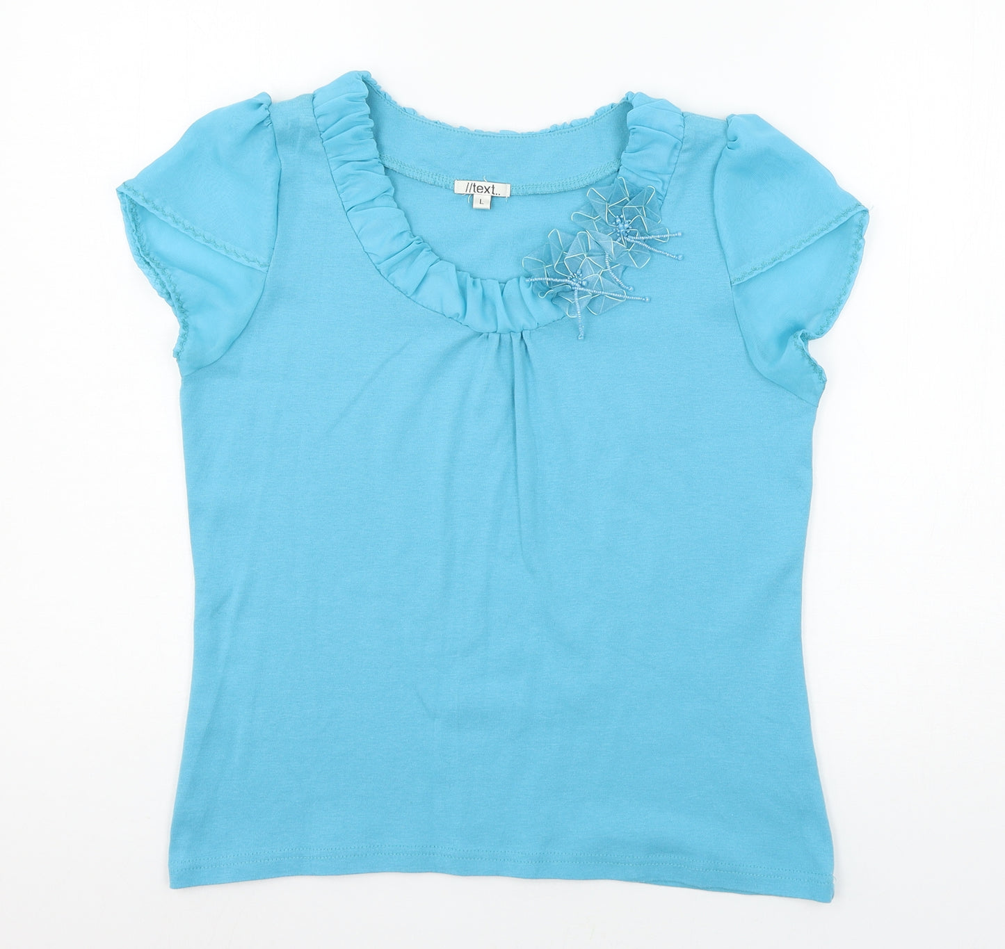 text Womens Blue  Jersey Basic T-Shirt Size L