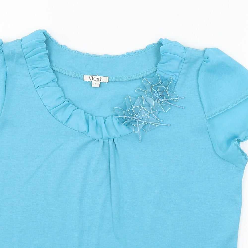 text Womens Blue  Jersey Basic T-Shirt Size L