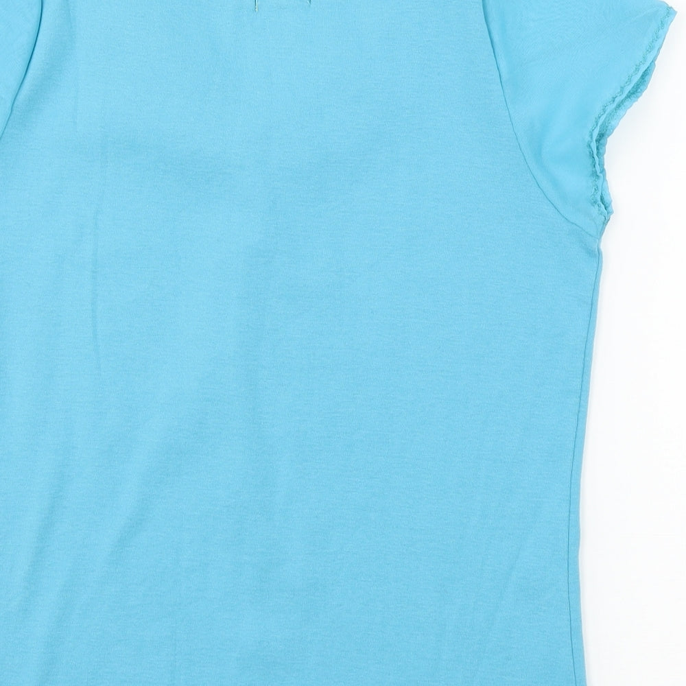 text Womens Blue  Jersey Basic T-Shirt Size L