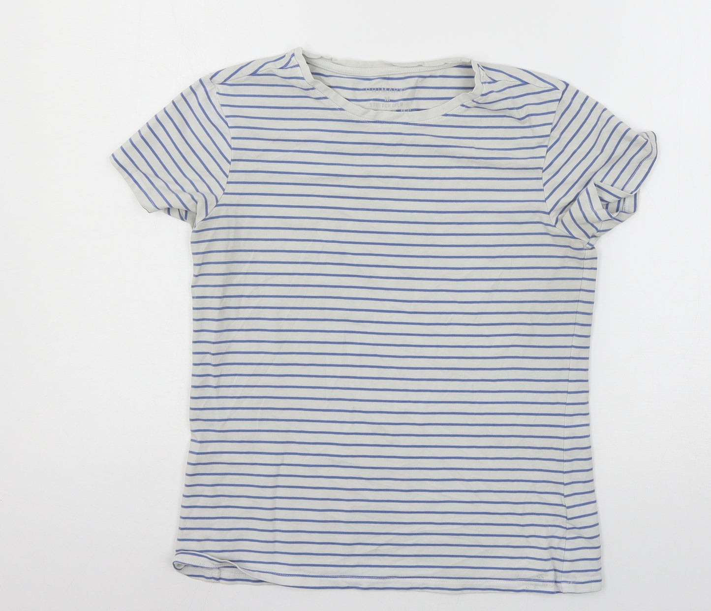 Primark Womens White Striped Jersey Basic T-Shirt Size 12