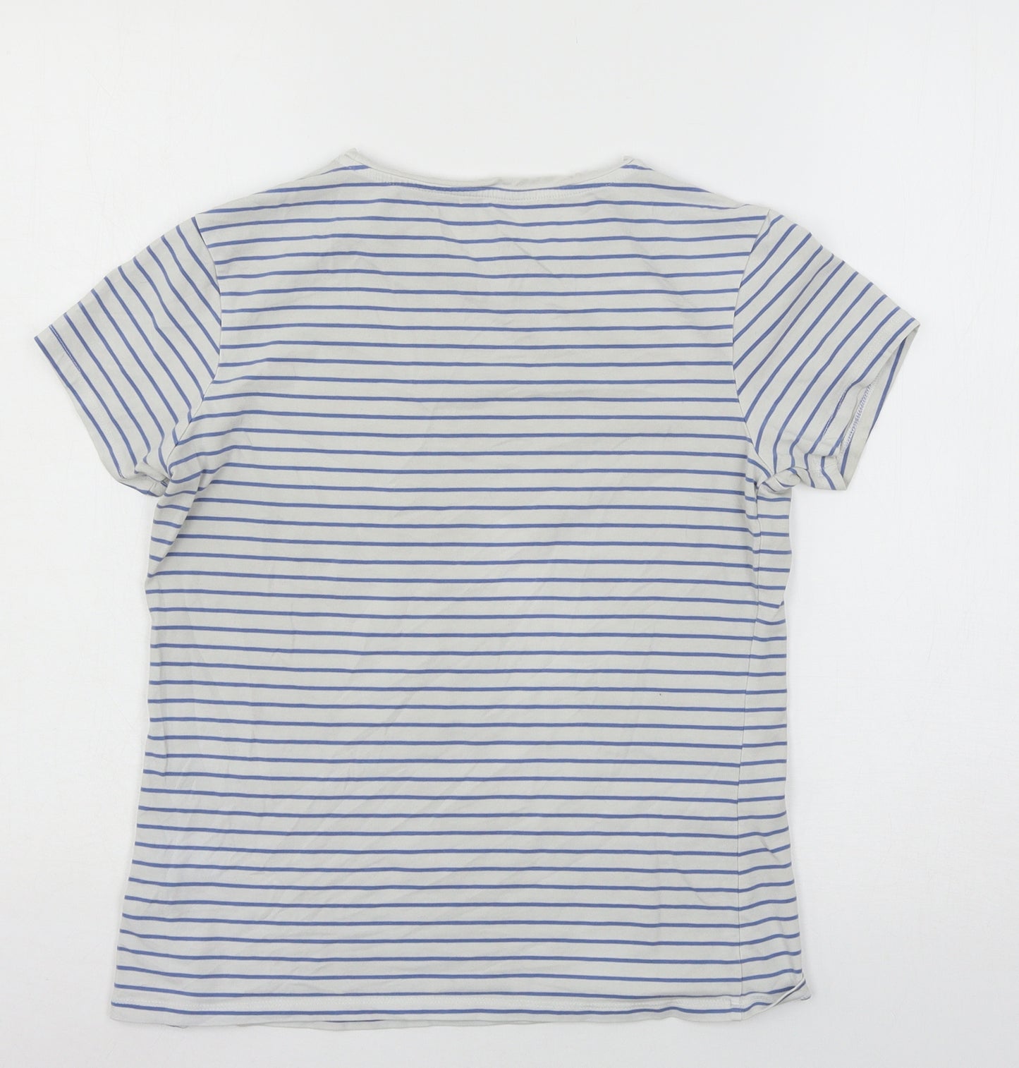 Primark Womens White Striped Jersey Basic T-Shirt Size 12
