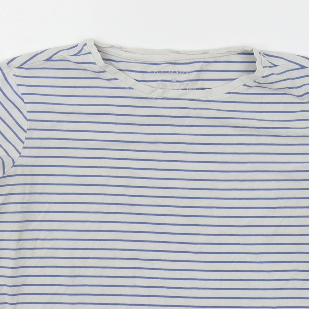 Primark Womens White Striped Jersey Basic T-Shirt Size 12