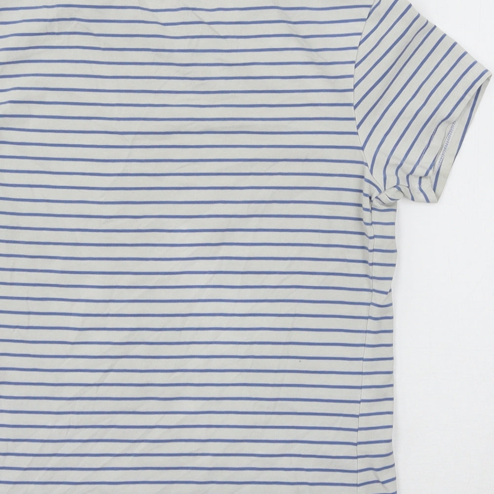 Primark Womens White Striped Jersey Basic T-Shirt Size 12