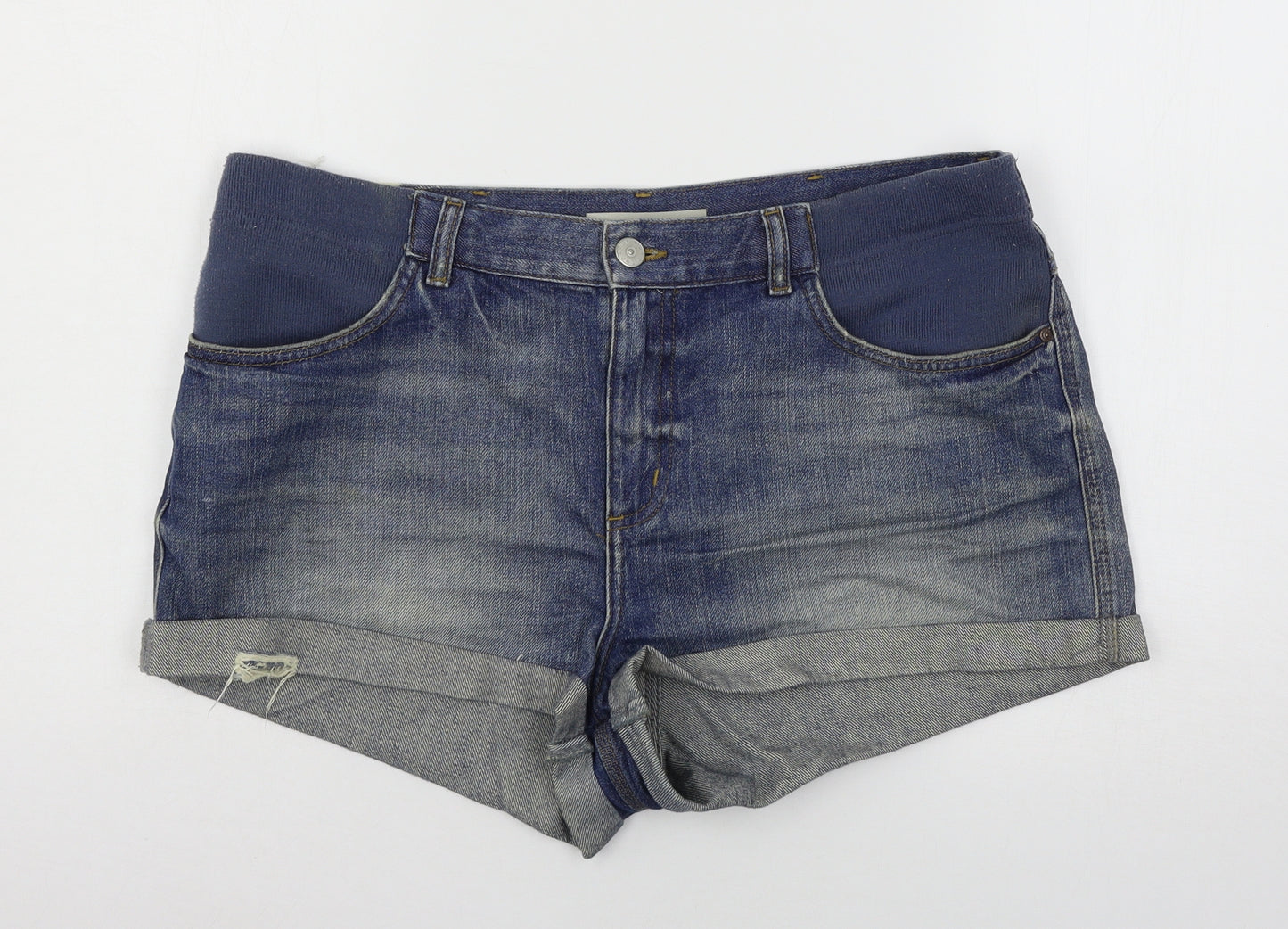 Topshop Womens Blue  Denim Hot Pants Shorts Size 14
