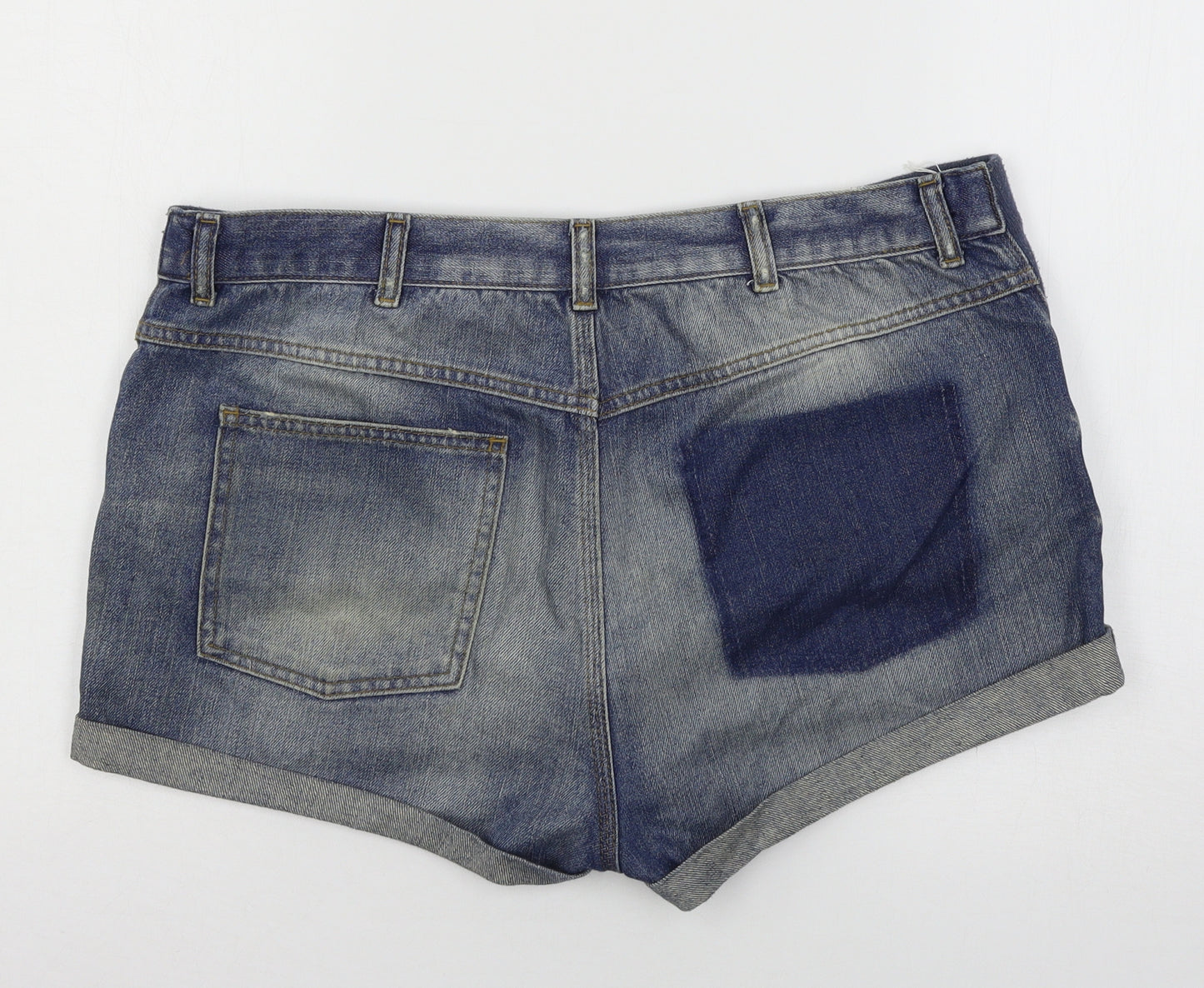 Topshop Womens Blue  Denim Hot Pants Shorts Size 14