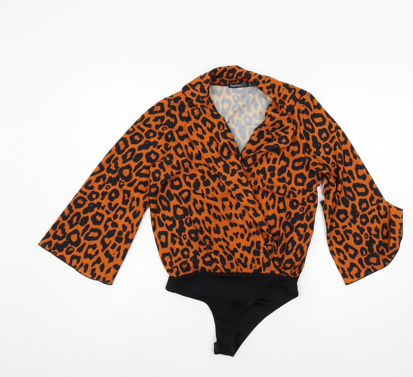 Boohoo Womens Orange Geometric  Bodysuit One-Piece Size 6