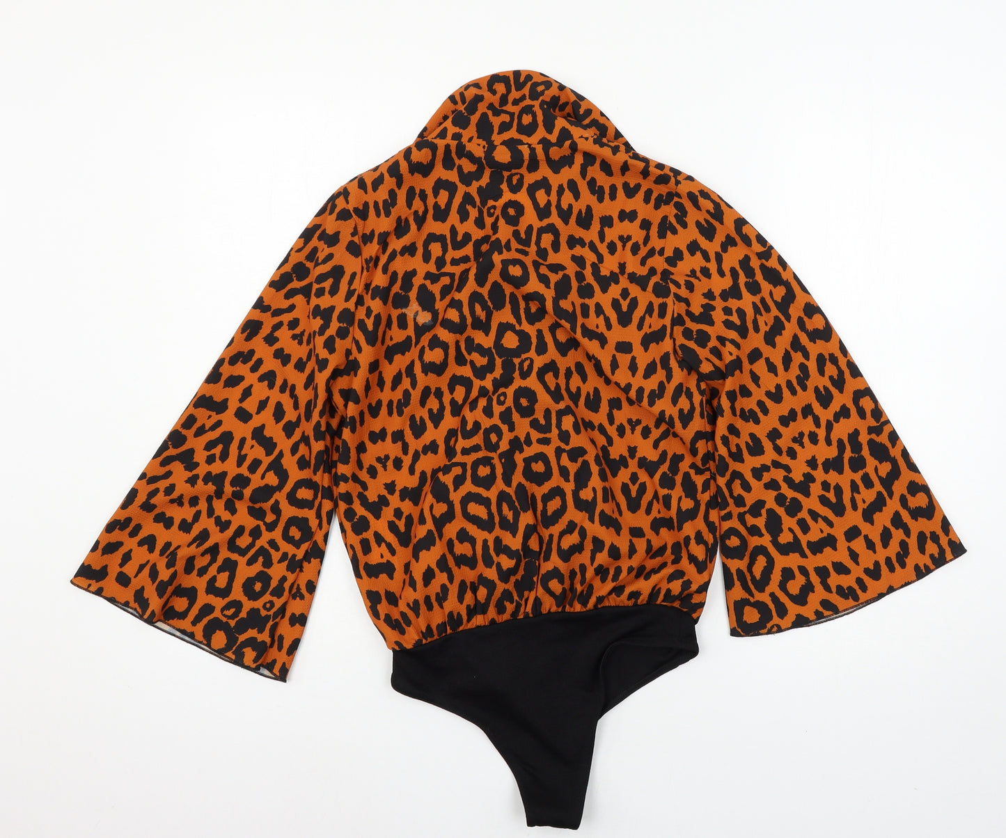 Boohoo Womens Orange Geometric  Bodysuit One-Piece Size 6