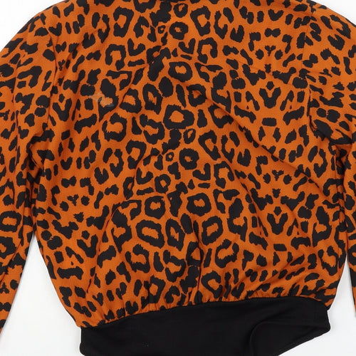 Boohoo Womens Orange Geometric  Bodysuit One-Piece Size 6