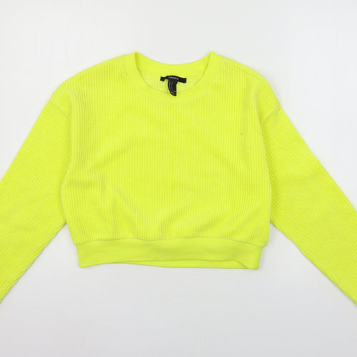 FOREVER 21 Womens Yellow  Jersey Pullover Sweatshirt Size S
