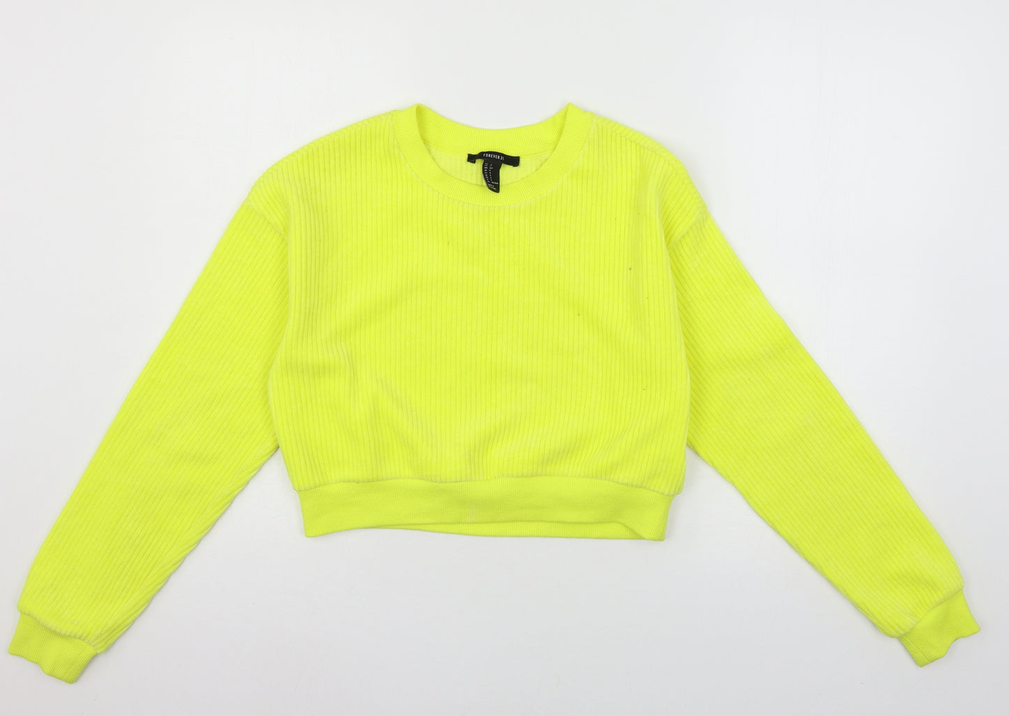 FOREVER 21 Womens Yellow  Jersey Pullover Sweatshirt Size S