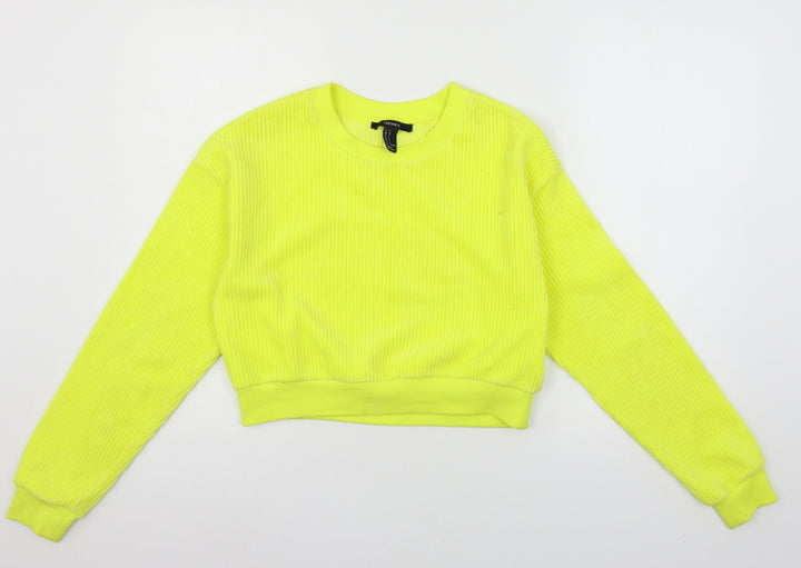FOREVER 21 Womens Yellow  Jersey Pullover Sweatshirt Size S