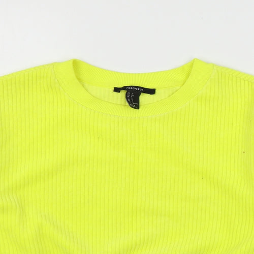 FOREVER 21 Womens Yellow  Jersey Pullover Sweatshirt Size S