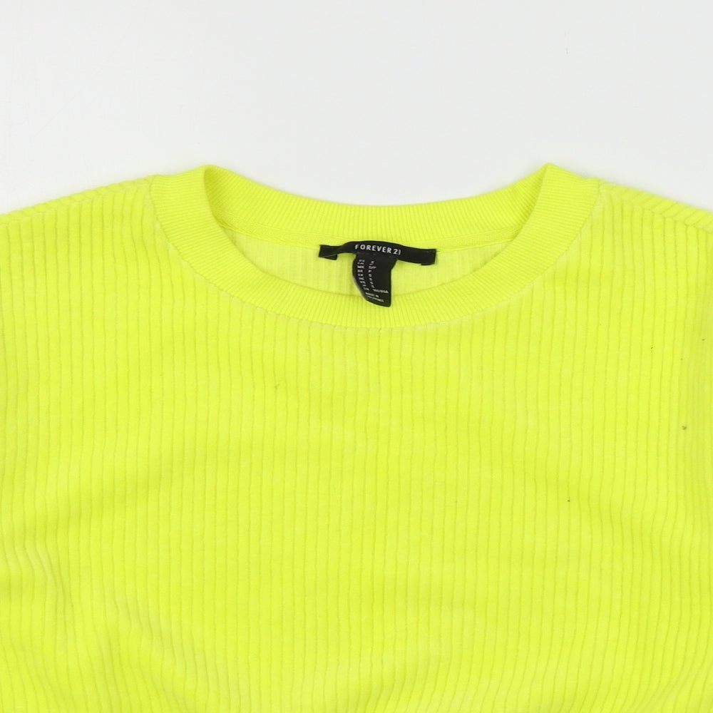 FOREVER 21 Womens Yellow  Jersey Pullover Sweatshirt Size S