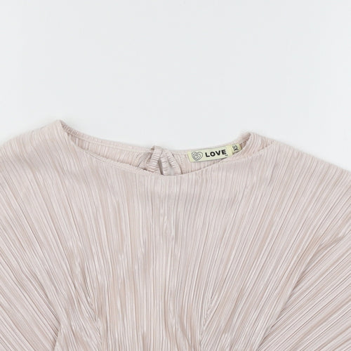 Love  Womens Pink  Satin Basic Blouse Size XS