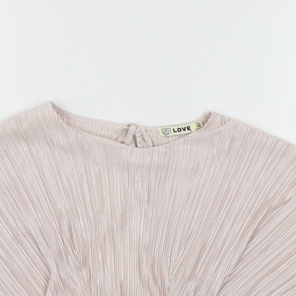 Love  Womens Pink  Satin Basic Blouse Size XS
